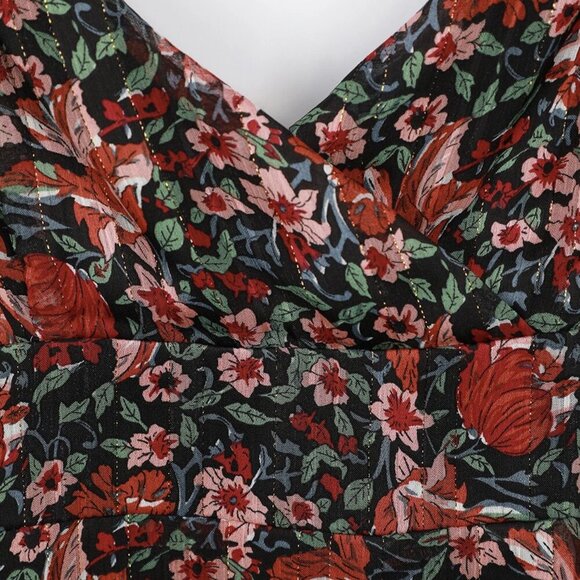 NWT Lulus Get Your Attention Black Multi Floral Print Maxi Dress - Picture 6 of 10